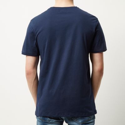 Navy textured chest pocket t-shirt